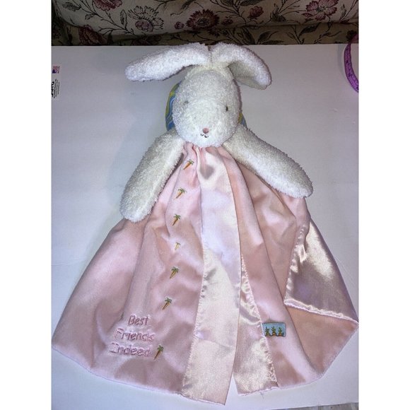 Bunnies by the Bay Rabbit Baby Satin Security Blanket Lovey Best Friends Pink - Picture 7 of 8
